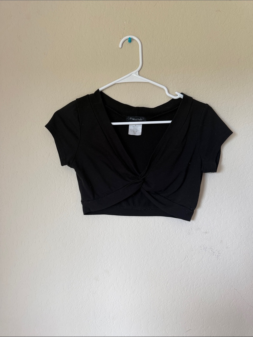 Fleurish Black Knot-Front V-Neck Crop Top